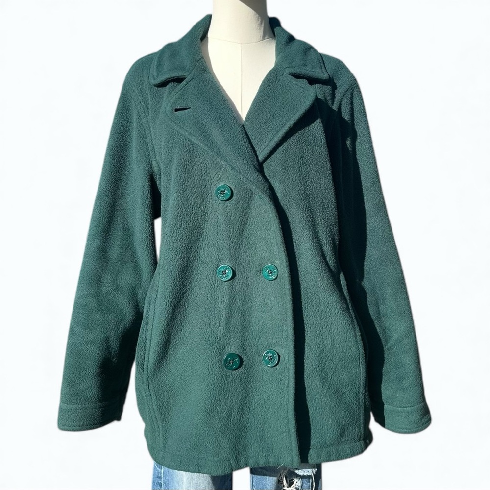 Vintage 90s L.L. Bean Green Double-Breasted Pea Coat Women’s Medium